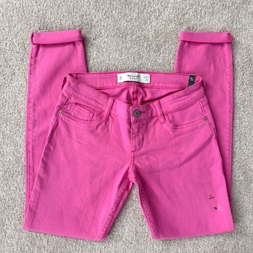 Abercrombie & Fitch Pink Skinny Jeans 25x29 Y2K Barbiecore Low Rise